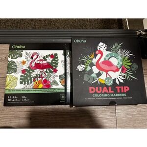 Ohuhu 48 Color Dual Tip Coloring Book & Markers Set Watercolor Art Supplies‎